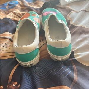 Vans Green and Cream Loafers